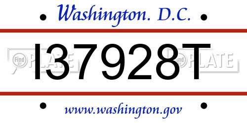 I37928T District Of Columbia License Plate