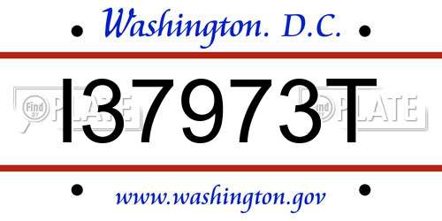 I37973T District Of Columbia License Plate