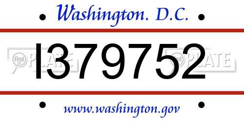 I379752 District Of Columbia License Plate
