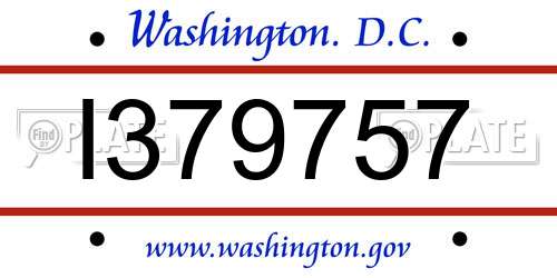 I379757 District Of Columbia License Plate