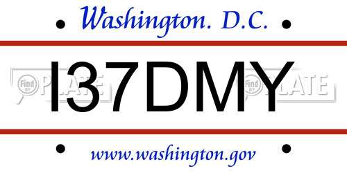 I37DMY District Of Columbia License Plate