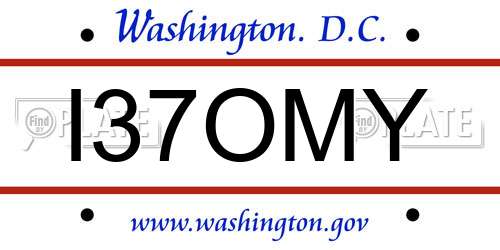 I37OMY District Of Columbia License Plate