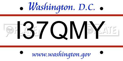 I37QMY District Of Columbia License Plate
