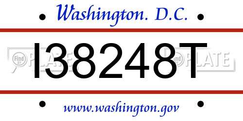 I38248T District Of Columbia License Plate