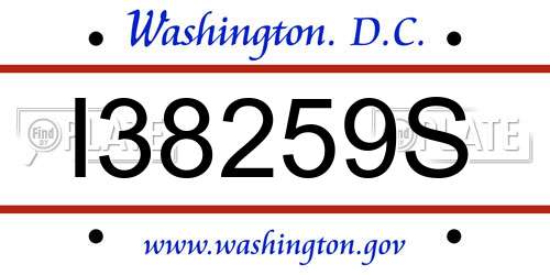 I38259S District Of Columbia License Plate
