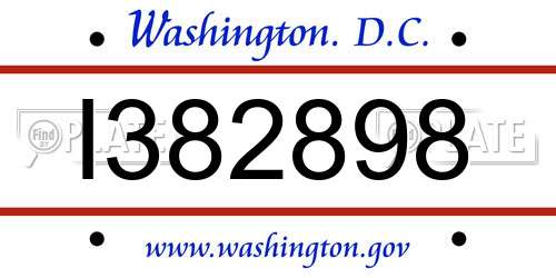 I382898 District Of Columbia License Plate