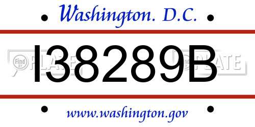 I38289B District Of Columbia License Plate