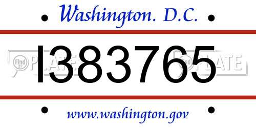 I383765 District Of Columbia License Plate