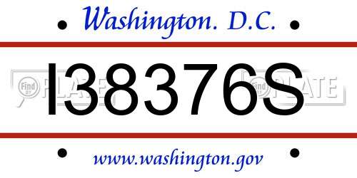 I38376S District Of Columbia License Plate