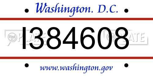 I384608 District Of Columbia License Plate