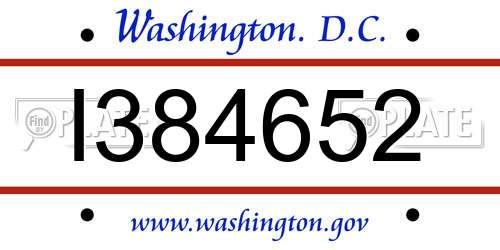 I384652 District Of Columbia License Plate