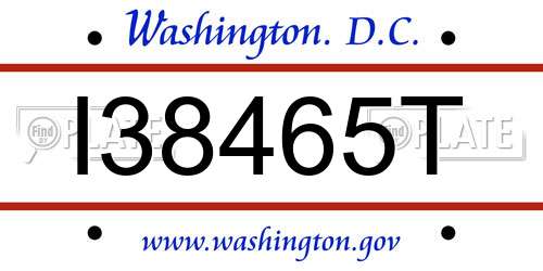 I38465T District Of Columbia License Plate