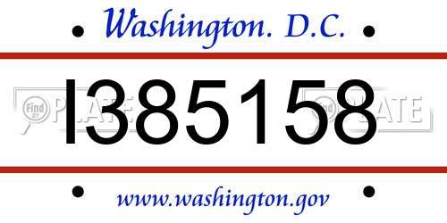 I385158 District Of Columbia License Plate