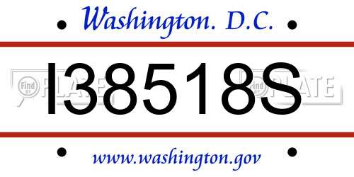 I38518S District Of Columbia License Plate