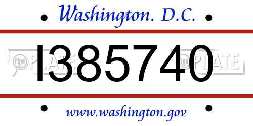 I385740 District Of Columbia License Plate