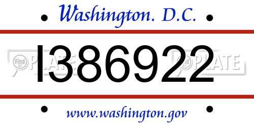 I386922 District Of Columbia License Plate