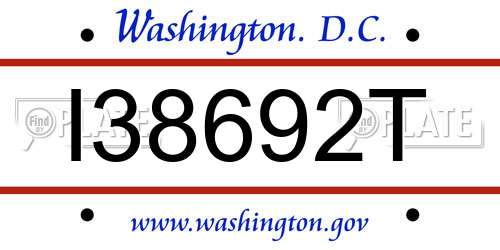 I38692T District Of Columbia License Plate