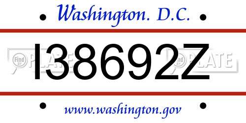 I38692Z District Of Columbia License Plate