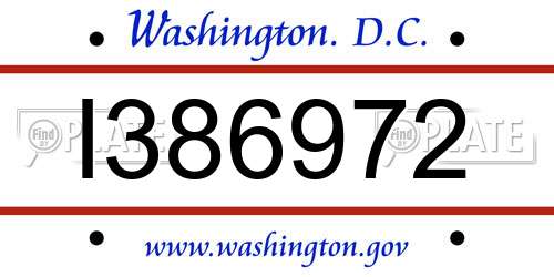 I386972 District Of Columbia License Plate