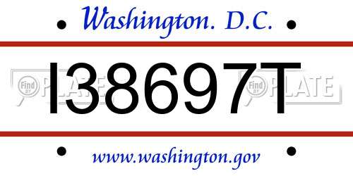 I38697T District Of Columbia License Plate
