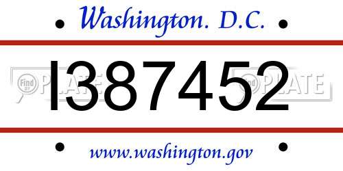 I387452 District Of Columbia License Plate