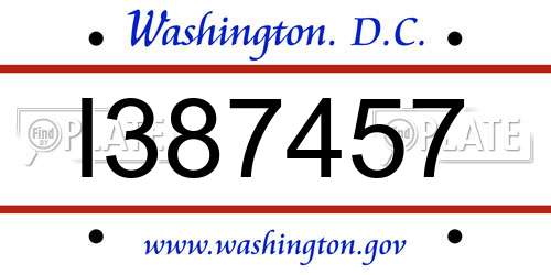 I387457 District Of Columbia License Plate