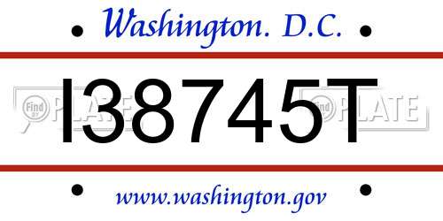 I38745T District Of Columbia License Plate