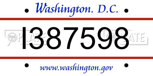 I387598 District Of Columbia License Plate