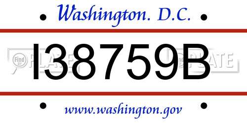 I38759B District Of Columbia License Plate