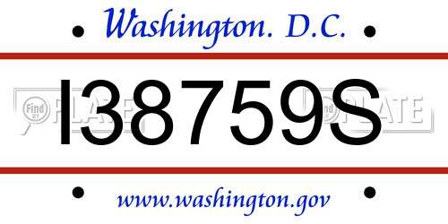 I38759S District Of Columbia License Plate