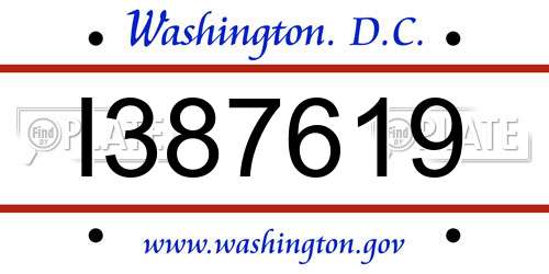 I387619 District Of Columbia License Plate