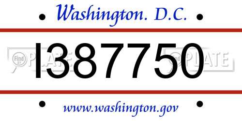 I387750 District Of Columbia License Plate