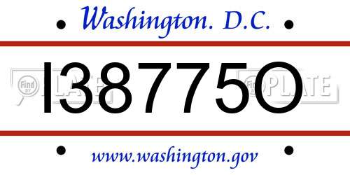 I38775O District Of Columbia License Plate