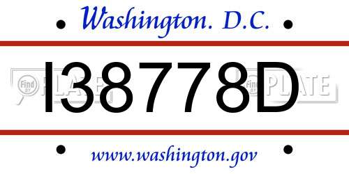 I38778D District Of Columbia License Plate