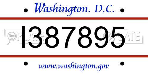 I387895 District Of Columbia License Plate