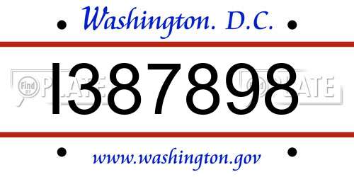 I387898 District Of Columbia License Plate