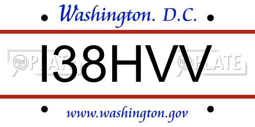 I38HVV District Of Columbia License Plate