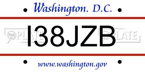 I38JZB District Of Columbia License Plate