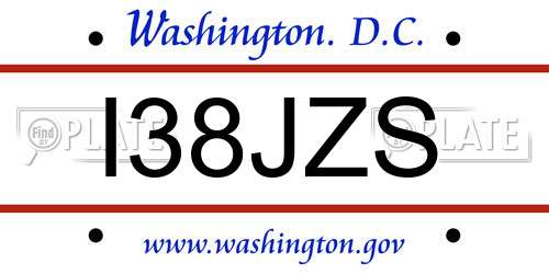 I38JZS District Of Columbia License Plate
