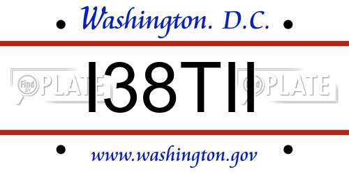 I38TII District Of Columbia License Plate