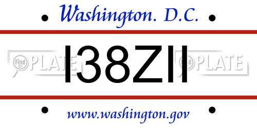 I38ZII District Of Columbia License Plate