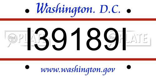 I39189I District Of Columbia License Plate
