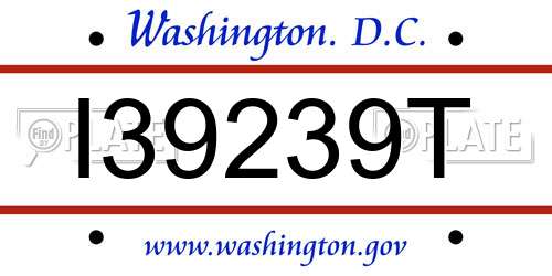 I39239T District Of Columbia License Plate