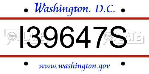 I39647S District Of Columbia License Plate