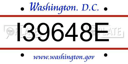 I39648E District Of Columbia License Plate
