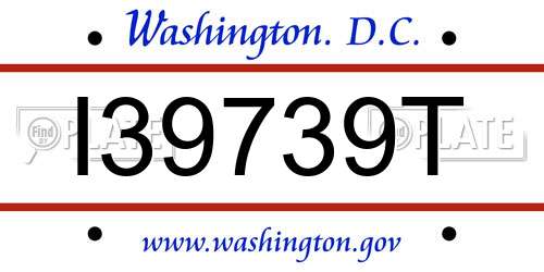 I39739T District Of Columbia License Plate