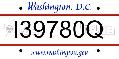 I39780Q District Of Columbia License Plate