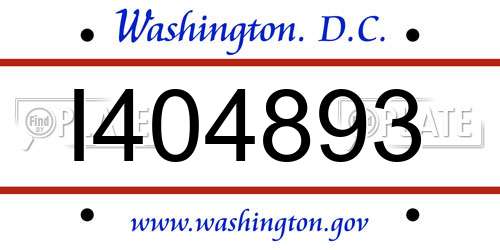 I404893 District Of Columbia License Plate