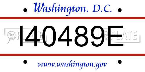 I40489E District Of Columbia License Plate
