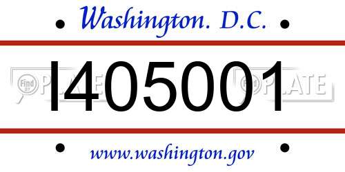 I405001 District Of Columbia License Plate